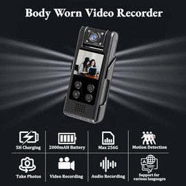 Grabador de Vídeo 4K Ultra HD para Uso Corporal con Gran Angular de 140 Grados, Visión Nocturna, WiFi, Cámara con Clip Trasero para Guardias de Seguridad Policiales, Cómodo de
