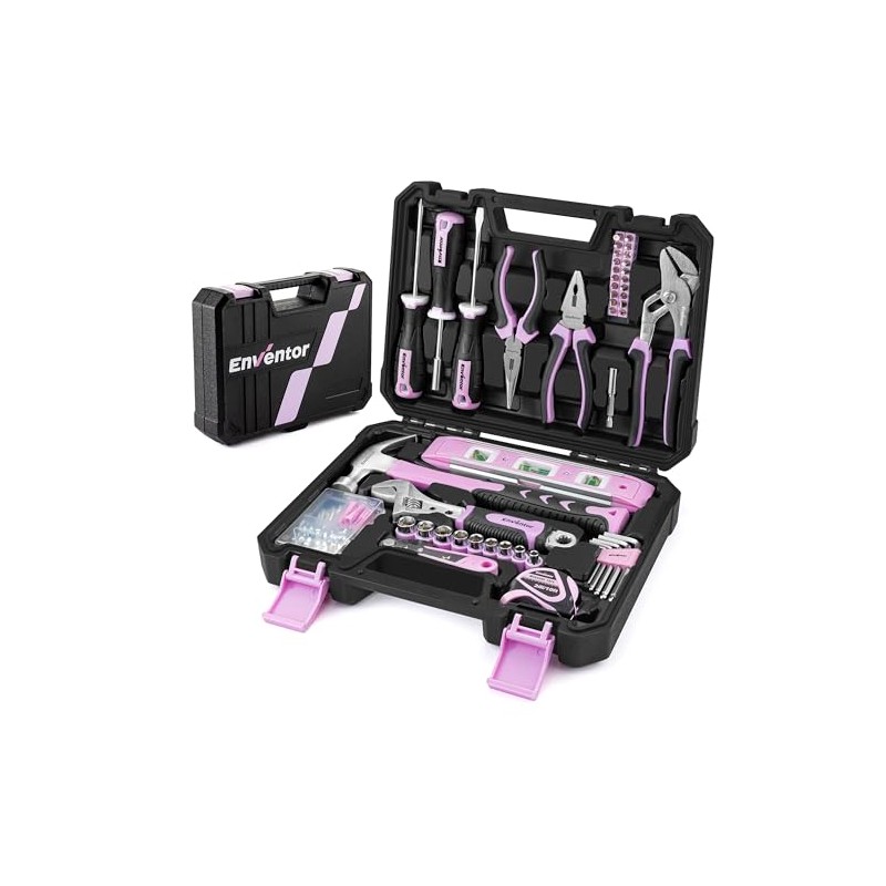 Enventor Pink Tool Kit Set for Women, 146PCS General Household