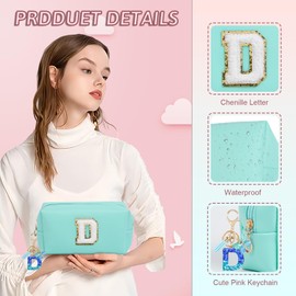 AIBFRID Birthday Gifts for Women Her,Travel Cute Makeup Bag,Large Capacity Cosmetic Bags for Women Makeup Pouch PU Leather Waterproof Cosmetic Bag (D, Blue)