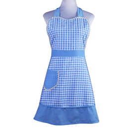 Cute Lovely Unique Design Women Girls Ladies Retro Apron with Chic Pocket for Cooking Kitchen, Blue