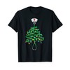 Stethoscope Christmas Tree Nurse Santa's Favorite Nurse Elf T-Shirt, black