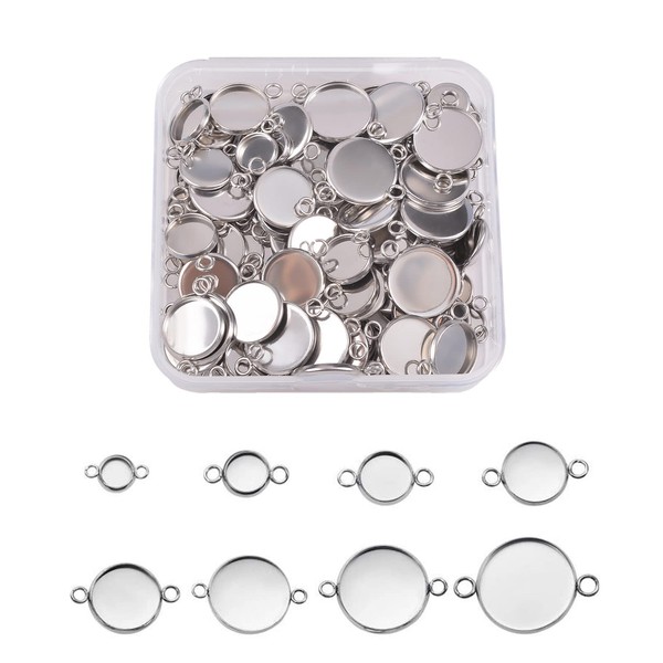 BEEFLYING 304 Stainless Steel Cabochons Bezels Trey Setting for Jewellery Making Blank Bezel Pendant Tray