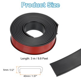 PATIKIL TPE U-Shape Edge Banding, 1-9/16 Inch x 9.8ft Self Adhesive Flexible Veneer Edging Trim Furniture Edge Protector for Shelf Cabinet Table Repair Restoration, Black