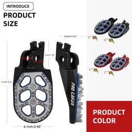PRO CAKEN CNC Dirt Bike Double-deck Footpegs Rest Pedal Foot Pegs for CR125 250 02-08 CRF150R 07-18 CRF250 450R 04-18 CRF250 450X 05-18