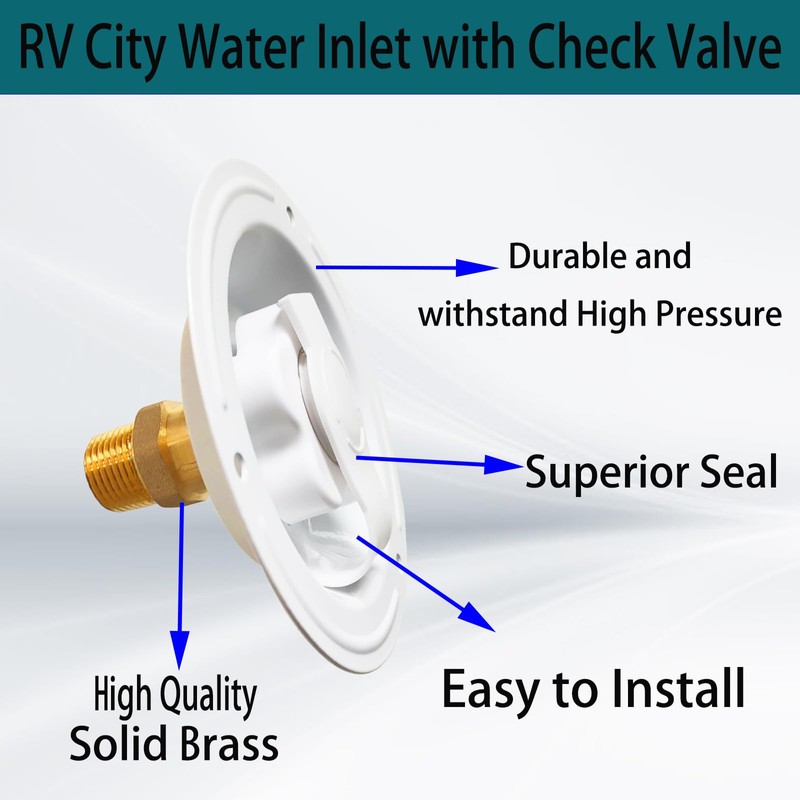 YTFSA RV City Water Inlet With Check Valve, 3/4 NH