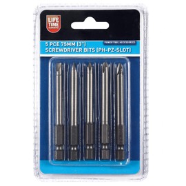 Blue Spot Tools 14123 5 Piece 75mm (3") Screwdriver Bits (PH-PZ Slot)