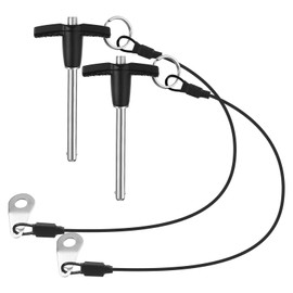 VXCICC 2 Pack T Handle Quick Release Pin 0.24 Inch Diameter,304 Stainless Steel Ball Locking Pin with Push Button Lanyard Usable Length 1.97"(6mm x 50mm)