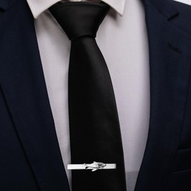 HAWSON Shark Tie Clips for Men Unique, Skinny Silver Tie Bar 2.2 Inch, Animal Tie Pins for Men, Nautical Fishermen Captains Gift