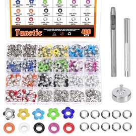Tanstic 400Pcs 10 Colors 3/16 Inch Grommet Eyelets Metal Eyelets Flower Eyelet Grommets Multi-Color Grommets for Shoes Bag Leather
