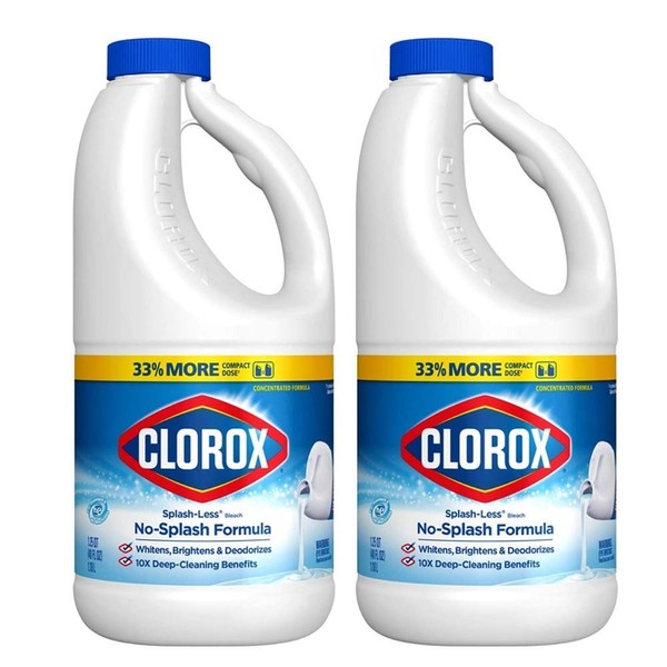 Clorox Splash-Less Liquid Bleach, Regular - 40 Ounce (Pack of 2)