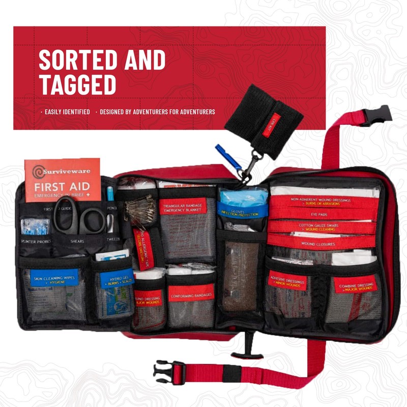 Surviveware Waterproof First Aid Kit - Survival Emergency Preparedness for