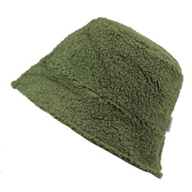 irisaa Women's Fishing Hat, Winter Bucket Cap with Faux Fur, Reversible Warm Hat with Wide Brim, Bucket Hat for Girls Women, Green