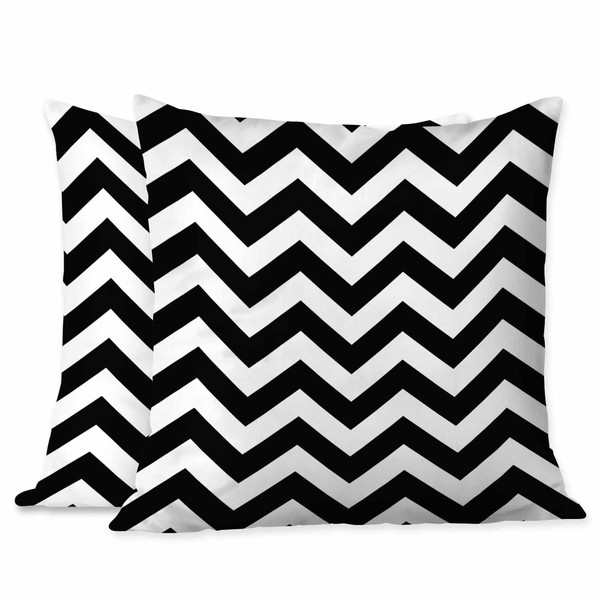 Beabes Throw Pillow Covers Black White Chevron Zigzag Wavy Line