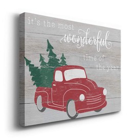 Renditions Gallery The Most Wonderful Time of The Year Wall Art, Festive Christmas Decorations, Red & Green, Premium Gallery Wrapped Canvas Decor, Ready to Hang, 18 in H x 27 in W, Made in America