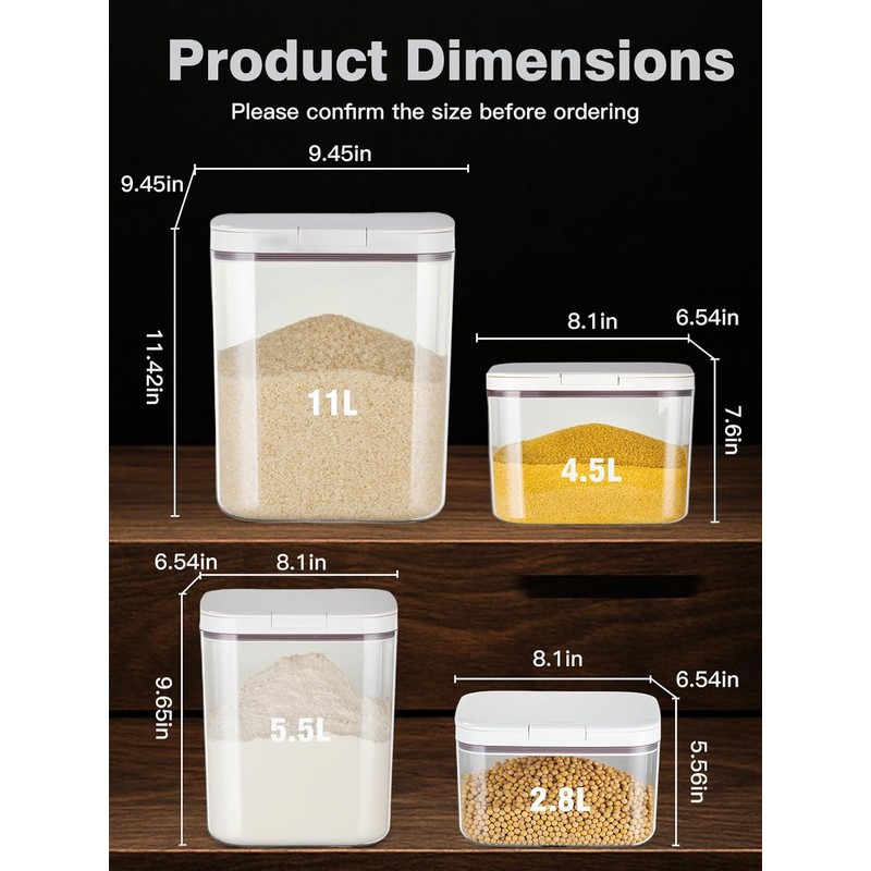 LivLab Mker Rice dispenser 5lbs Flour sugar storage containers with