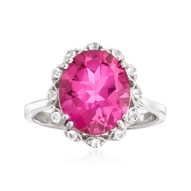 Ross-Simons 5.95 ct. t.w. Pink and White Topaz Ring in Sterling Silver. Size 9