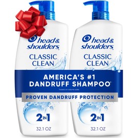 Head & Shoulders Anti-Dandruff Shampoo and Conditioner, Classic Clean 2-in-1 Twin Pack, 1% Pyrithione Zinc, Flake Control, Scalp Care, Color-Safe, 32.1 fl oz Each