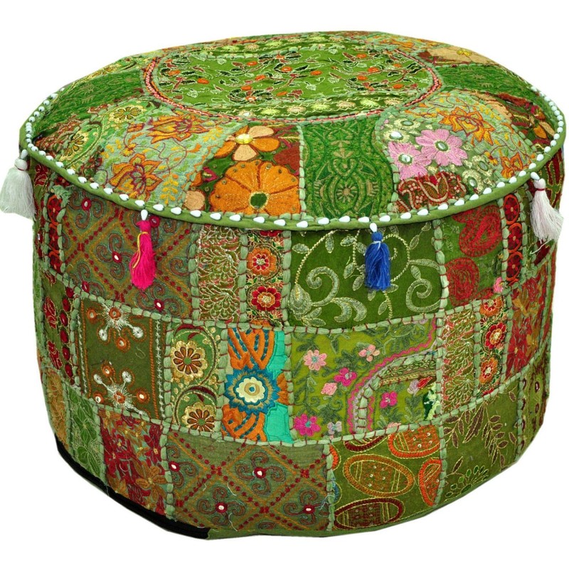 Sophia Art Indian Traditional Home Decorative Multi Ottoman Handmade and