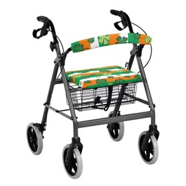 ZOUTAIRONG St Patrick's Day Green Leaves Seat Cover for Rollator Washable Rollator Walker Seat and Backrest Covers Stretchable Walker Seat Covers for Seniors