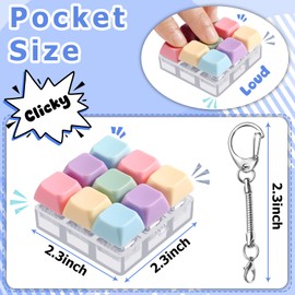 Mini Keyboard Fidget Toy with Keychain – 9-Key Stress Relief Clicker, Clicky Fidget Toy for Adults, Pastel Macaron Colors, Mechanical Keyboard Fidget Clicker, Decompression Toy
