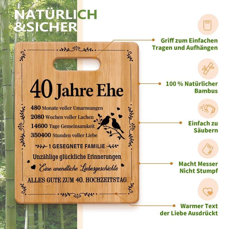 Joyvado Ruby Wedding Gifts, Romantic 40th Wedding Anniversary Gift, Bamboo