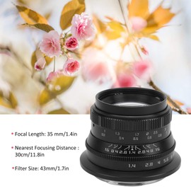 35mm F1.4 RF Mount Full Frame Wide Angle Camera Lens - Fixed Focus Manual Lens - for Scenery, Portrait, Food, Documentary - for Canon R/RP/R5/R6