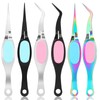 6 Pieces Craft Tweezers Crossing Lock Curved Stainless Steel Soft