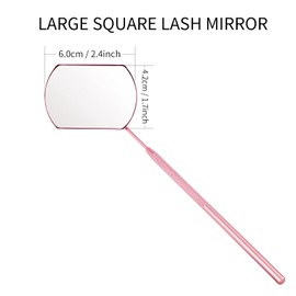 Miuffue Lash Mirror for Eyelash Extensions, Detachable Stainless Steel Large Eyelash Mirror, Pink