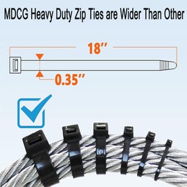 MDCG 18 inch Black Zip Ties Heavy Duty 50 PACK, 250 LBS Ultra Exclusive Strong Plastic Wire Ties, Large Cable Ties Extra Long Tie Wraps, Indoor and Outdoor UV Resistant