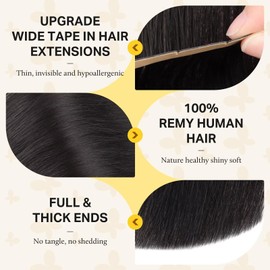 DOORES Tape in Hair Extensions Human Hair, Dark Brown 18 Inch 100g 20pcs, Wide Tape in Extensions Real Remy Invisible Seamless Tape-ins Silky Straight Skin Weft Folding Wear