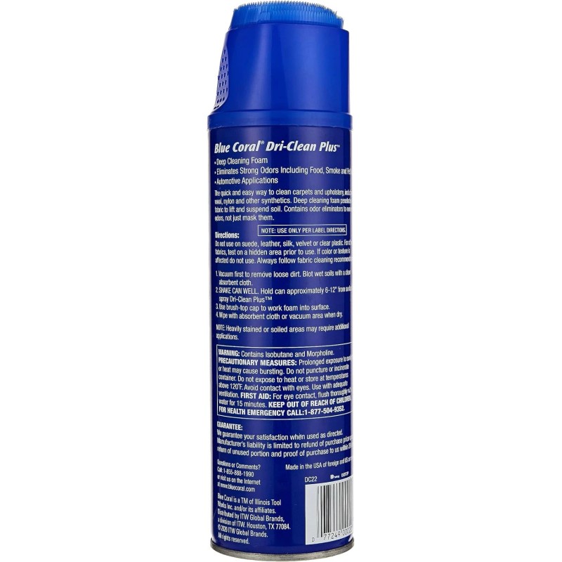 Blue Coral DC22 Upholstery Cleaner Dri-Clean Plus with Odor Eliminator,