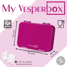 My Vesperbox Bento Box Children's Lunch Box with 4 + 2 Compartments Extremely Robust Lunch Box Ideal for Nursery and School (Purple)