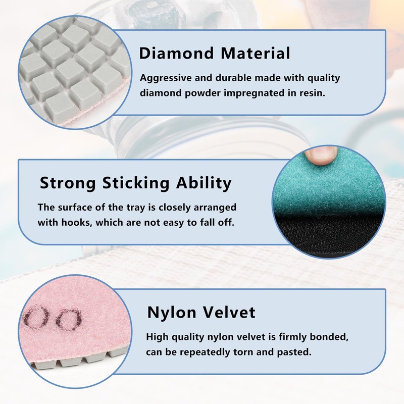 8 Pack 4 Inch Diamond Polishing Pads for Drill Grinder