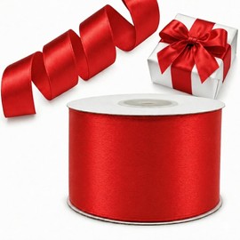 Decoraparty Nastro Rosso 50 mm in Doppio Raso da 25 Metri Lunghezza, Nastrino Spessore 5 cm per Matrimonio, Battesimo Natale, Capodanno, Bomboniera, Idea Regalo