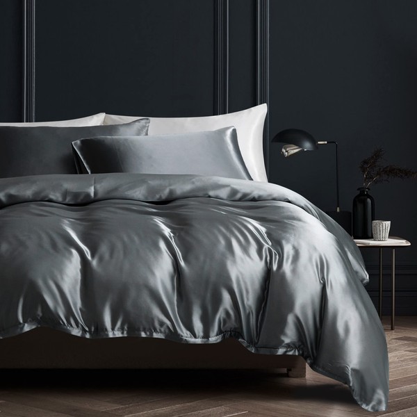 Damier Satin Bed Linen 135 x 200 cm Dark Grey