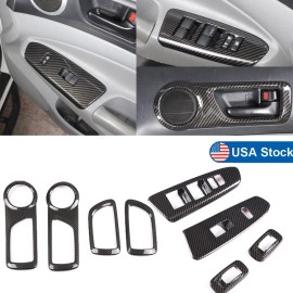 momocar Carbon Fiber Inner Glass Lift Switch & Handle Trim Set For Toyota Tacoma 2012-15