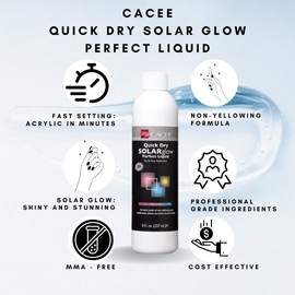 Fast Setting Acrylic Nail Liquid Monomer, Quick Dry Solar Glow by Ca...Environment, Professional and Flexible Non-Yellowing Formula (8 oz)