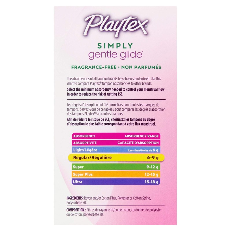 Playtex Gentle Glide Tampons, Unscented Regular Absorbency, 40 Count