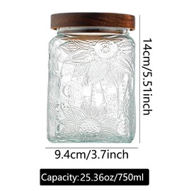 ANSQU Square Glass Jar, Vintage Glass Jar with Airtight Lid, 25.4 FL OZ Glass Food Storage Jar for Kitchen Pantry, Candy Jar Sugar Container
