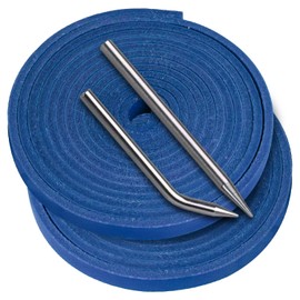 Seiria Baseball Glove Lace, Mitt Lace Repair Kit Softball 2 Leather Laces and 2 Lacing Needles for Catcher's Glove (Blue)