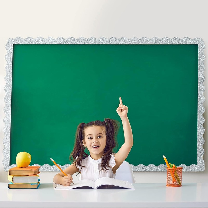 KOSTOO 32.5 Ft Shine Scalloped Bulletin Board Borders, Classroom Borders