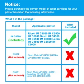 LCL Compatible Toner Cartridge Replacement for Ricoh 842279 842280 842281 842282 IM C4500 IM C5500 IM C6000 High Yield IM C4500 IM C5500 IM C6000 Savin IM C4500 IM C5500 IM C6000 (4-Pack KCMY)