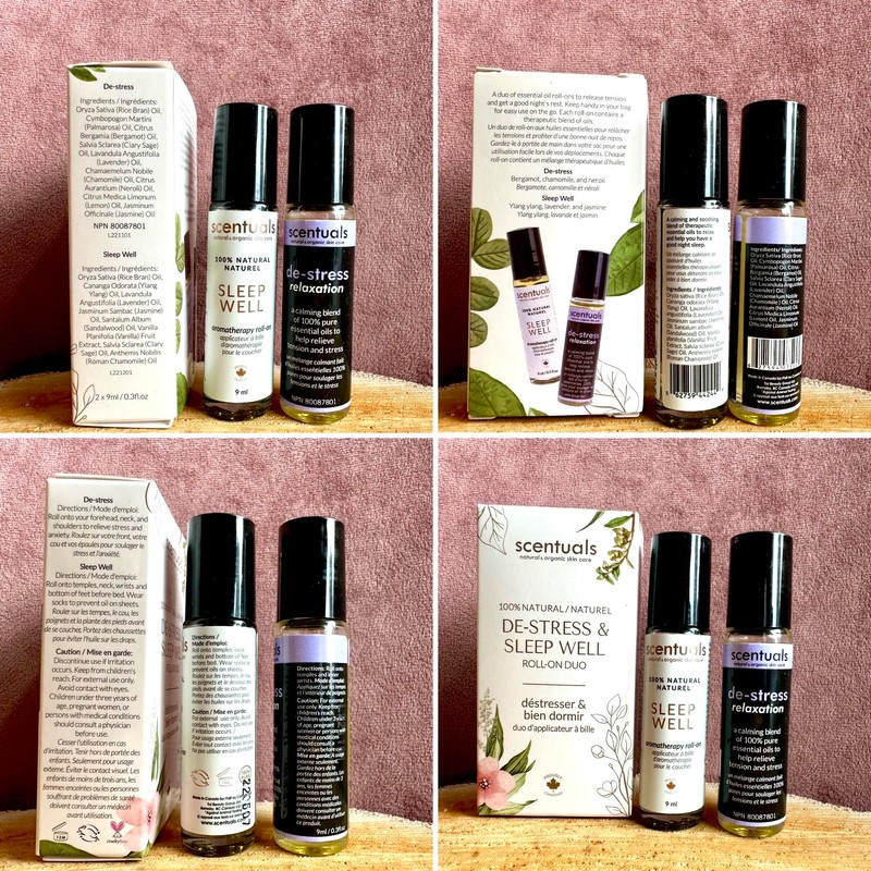 Essential Oil Blend Roll On Set of 2: De-Stress &