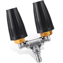 Zhengmy Dual Turbo Nozzle Pressure Washer 360° Rotating Pressure Washer Tips with 1/4" Quick Connector, 2.0 Orifice Twin Turbo Nozzle, 4-6 GPM, 4000 Psi Pressure Washing Accessories