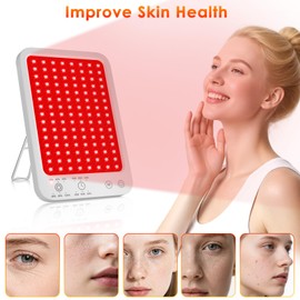 Red Light Therapy for Face Body, Red Light Panel with Adjustable Stand, 660nm and 850nm Near Infrared Therapy Lamp with 3 Modes, 6 Adjustable Brightness and Timer, Home and Travel Use,Gift for Women