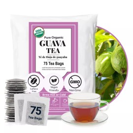 Akshit 75 Organic Guava Leaf Tea Bags, 100% Pure Guava Tea, DiabeticTea