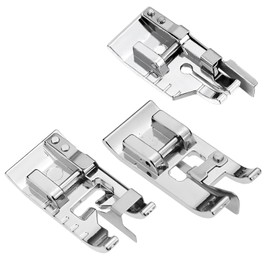 3 Piece Sewing Machine Feet, 1/4''(Quarter Inch) Quilting Presser Foot, Easy Installation, with Edge Guide Set, for Low Shank Snap-On