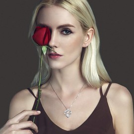 Flyow Genuine 925 Sterling Silver Mother and Child Heart Lab Opal Pendant, Necklace, Jewellery for Mum, Women, Adjustable Silver Chain 18 + 2 Inches, Gifts for Young Mothers, Silver, Love You More