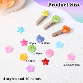 Pack of 200 Buttons Craft Buttons Various Shapes Colourful Buttons 2-Hole Resin Buttons with Storage Box for DIY Crafts Sewing Crafts Scrapbooking Painting Gift and Decorating