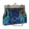 Womens Sequin Beaded Evening Bag Antique Peacock Evening Wedding Clutch